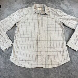 Marine Layer Mens Grey Maroon Windowpane‎ Plaid Flannel Button Down  Sz Marge